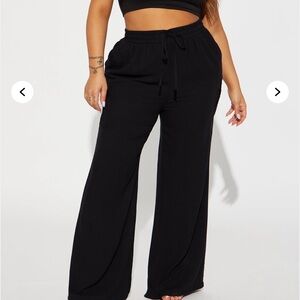Fashion Nova Black Wide-Leg Trousers